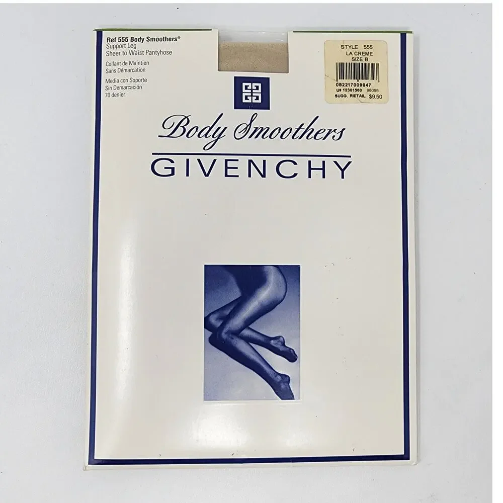 Vintage Givenchy 555 Body Smoothers Size B La Creme Support Leg Pantyhose